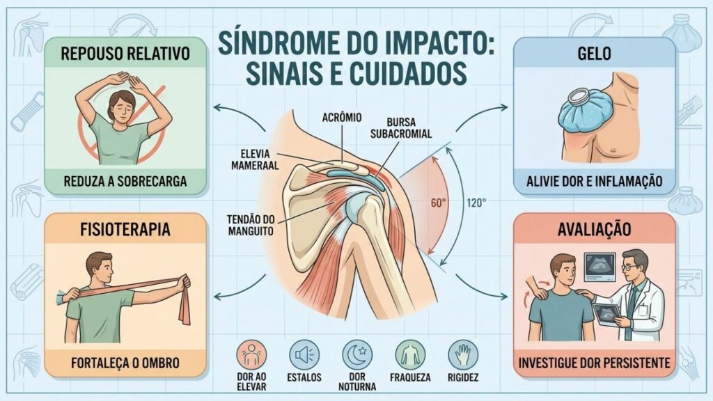 Repouso relativo, gelo, fisioterapia e avaliação ajudam a recuperar o ombro.