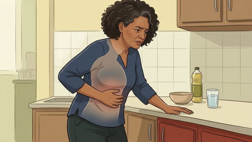 Inclinar o corpo pode aliviar parcialmente a dor intensa da pancreatite.
