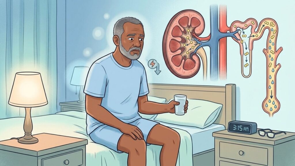 Urinar várias vezes à noite pode indicar hiperglicemia persistente.