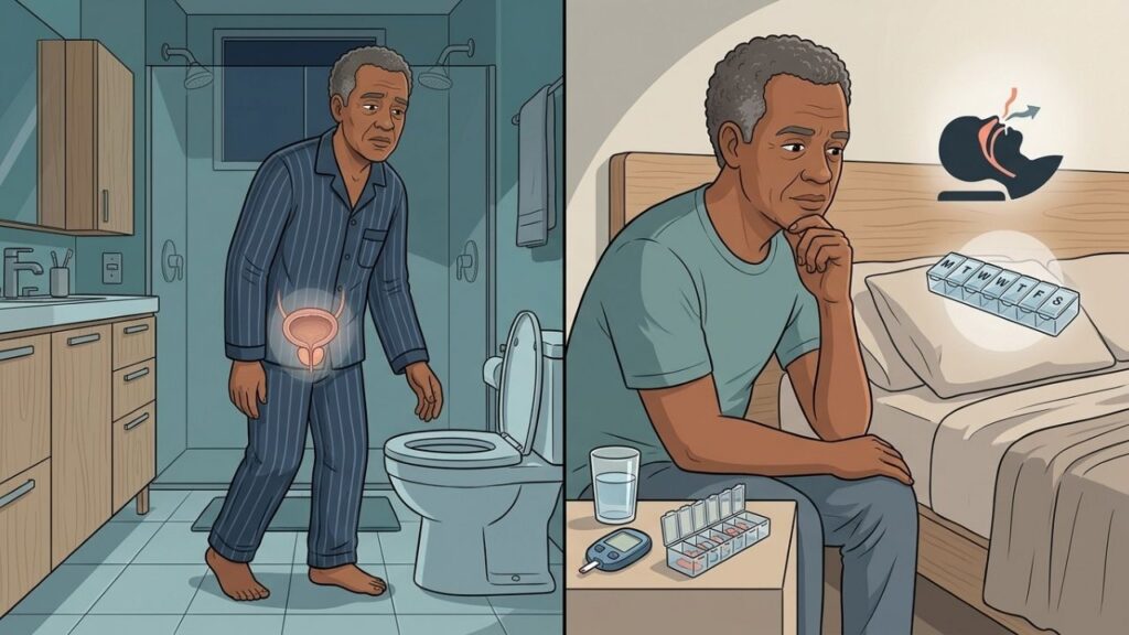 Próstata, diabetes, diuréticos e apneia podem provocar despertares noturnos.