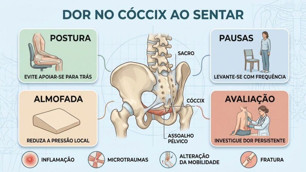 A coccidínia costuma piorar ao levantar depois de longos períodos sentado.