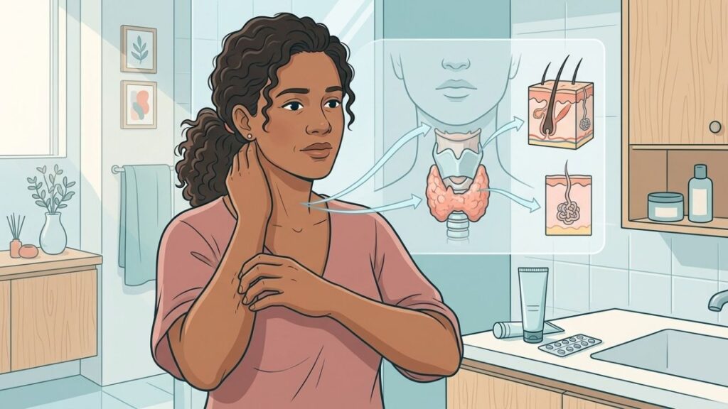 Coceira sem lesões pode revelar alterações hormonais na glândula tireoide.
