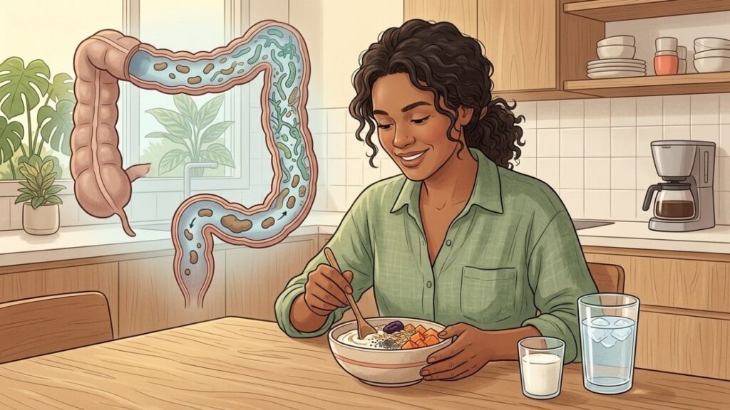 Probióticos, fibras e água ajudam a recuperar o ritmo natural do intestino.