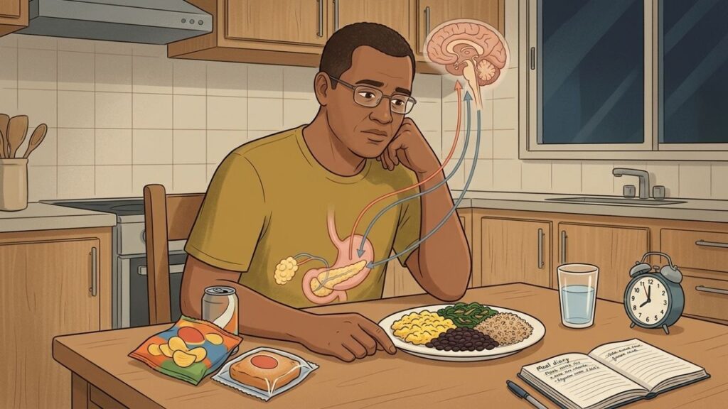 Sono, refeições e metabolismo influenciam o aumento progressivo do apetite.