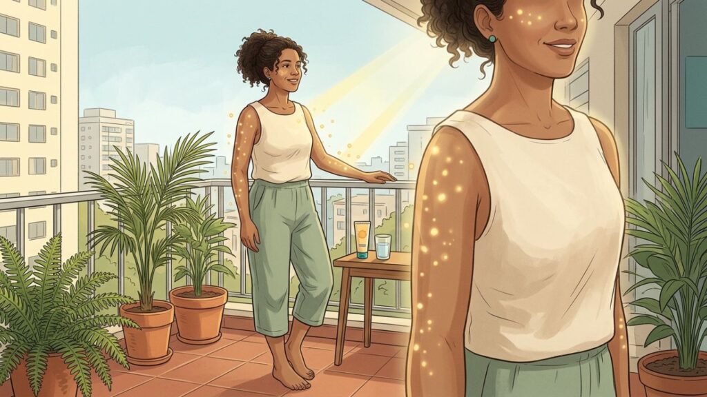 Sol entre 10h e 15h favorece a produção de vitamina D.