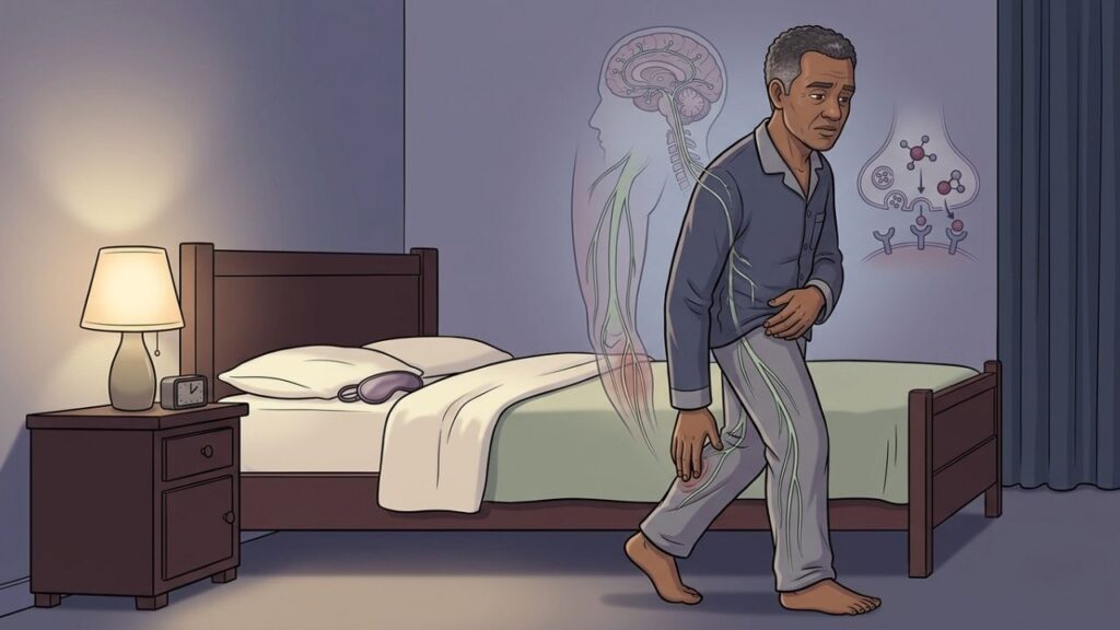 Inquietação noturna nas pernas pode dificultar o início e a continuidade do sono.