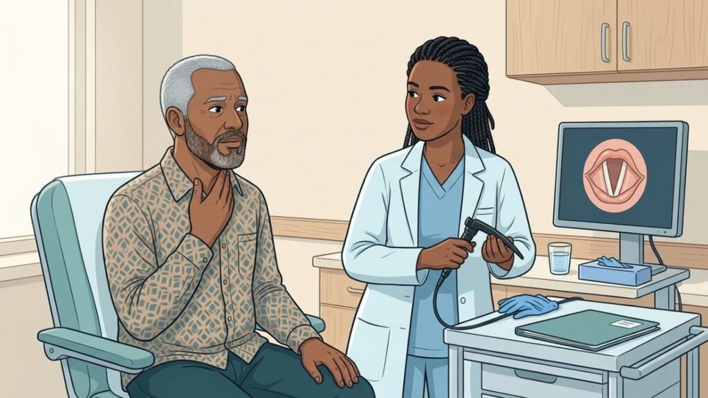 Laringoscopia ajuda a identificar inflamações, nódulos e outras causas da rouquidão.