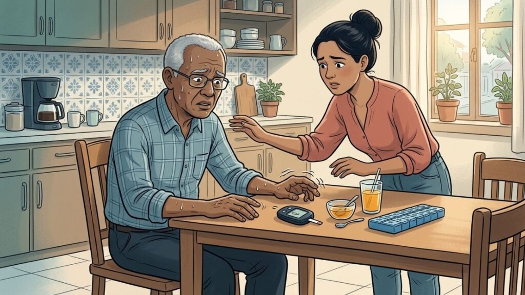 Pessoas que usam insulina precisam reconhecer rapidamente os sinais de hipoglicemia.