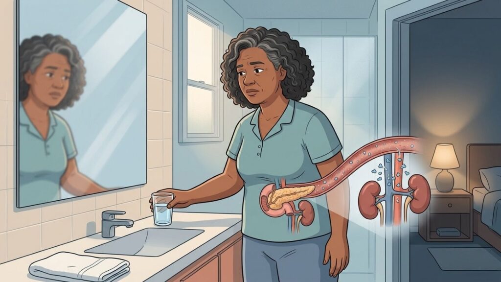 Urinar frequentemente e acordar cansado pode indicar alteração persistente da glicemia.