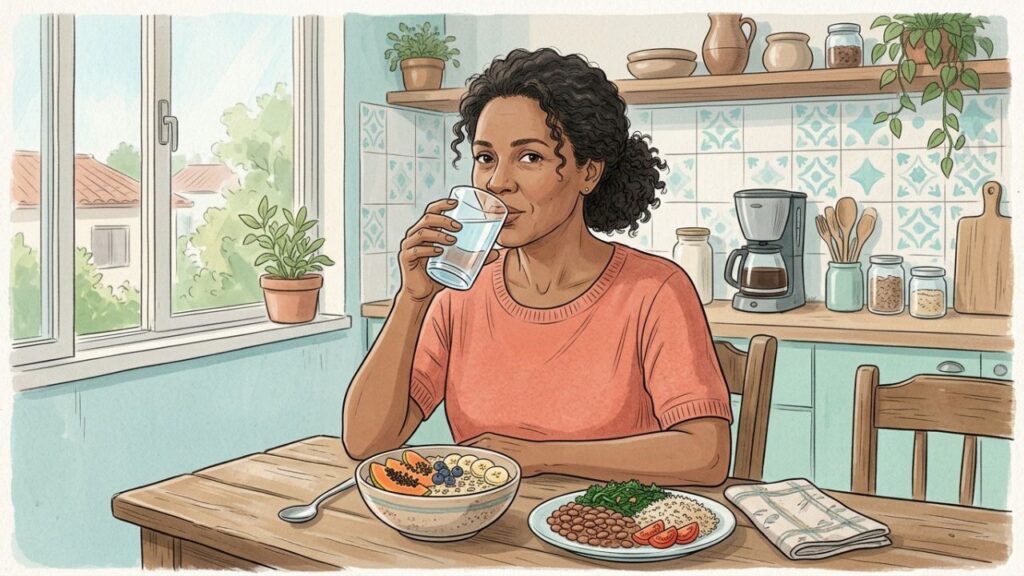 Água e fibras trabalham juntas para favorecer o trânsito intestinal.