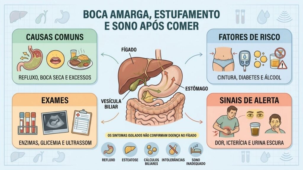 Sintomas, riscos, exames e sinais de alerta orientam a investigação hepática.