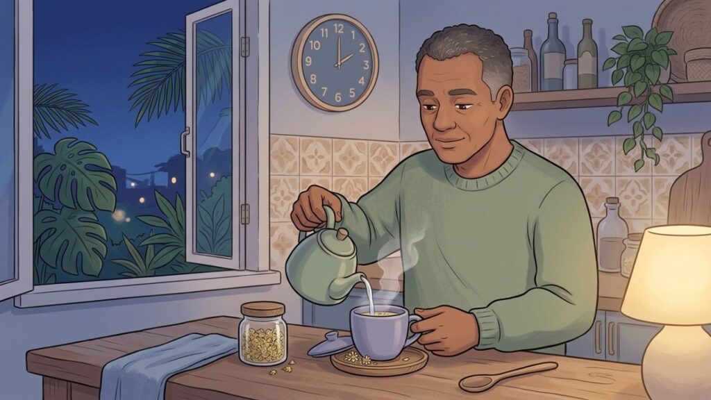 O ritual da infusão morna ajuda a desacelerar antes de dormir.
