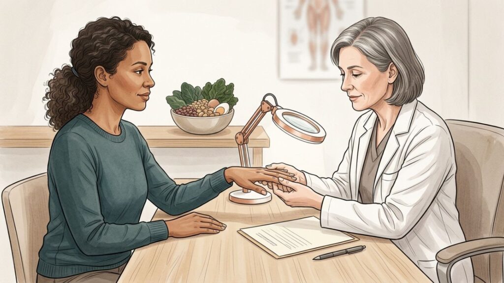 Unhas frágeis podem refletir carência de biotina, ferro e proteína.