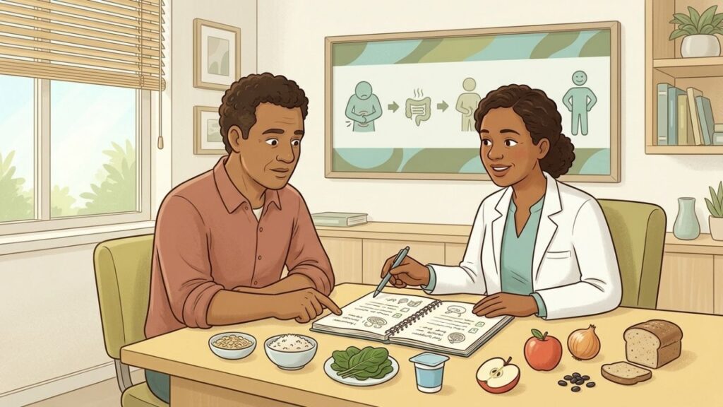 Diário alimentar e acompanhamento profissional ajudam a identificar gatilhos individuais da síndrome.