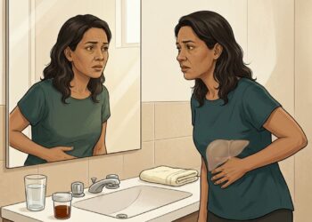 A dor abdominal nem sempre é gastrite: quando urina escura e olhos amarelados podem apontar para o fígado