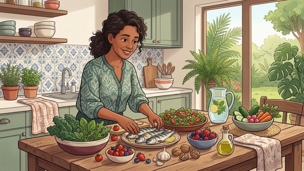 Uma alimentação equilibrada favorece o fluxo sanguíneo e reduz fatores de risco.