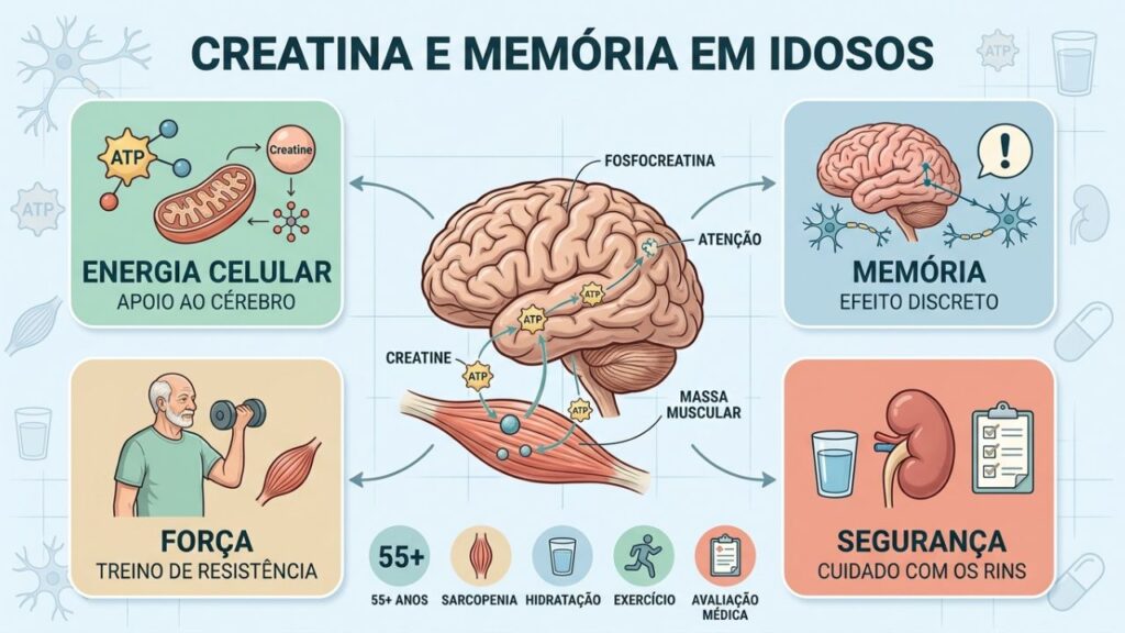 Energia, memória, força e segurança resumem o uso da creatina em idosos.