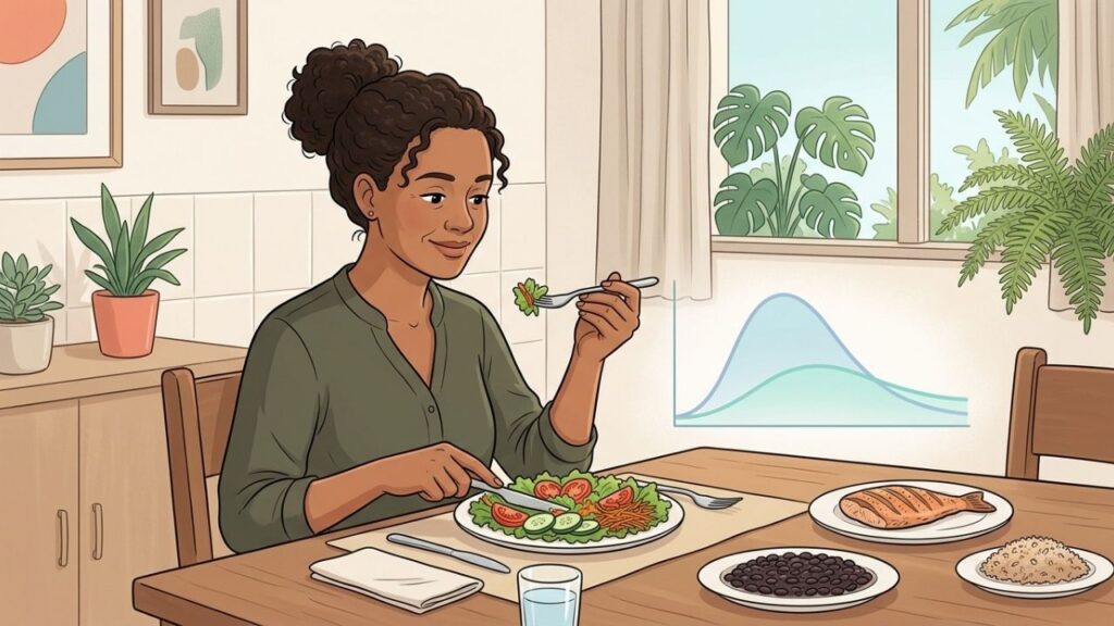 Uma caminhada curta após comer favorece o controle da glicose no sangue.