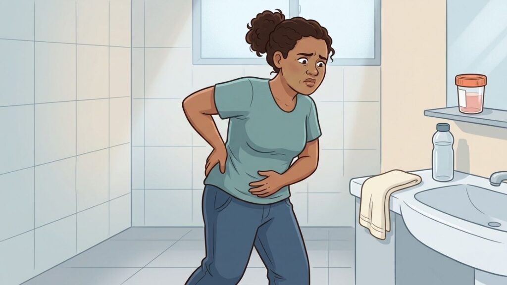 Agitação, náusea e alterações urinárias reforçam a suspeita de cólica renal.
