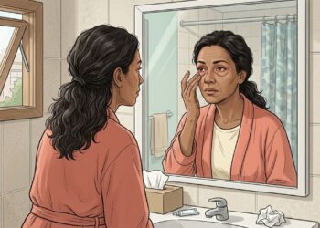 Acordar com as pálpebras inchadas e olhos pesados com frequência pode ser um sinal precoce de alergia crônica ou alteração renal que pede investigação