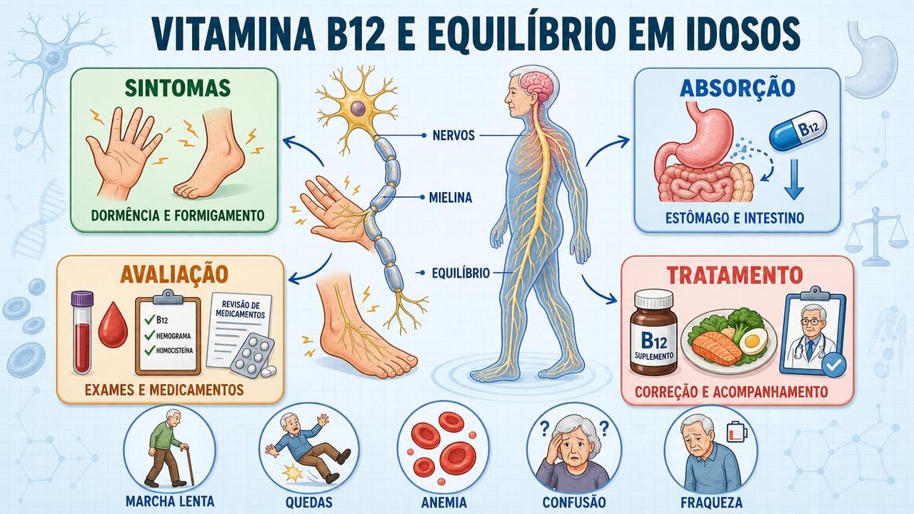 Sintomas, absorção, avaliação e tratamento resumem os pilares da deficiência de B12.