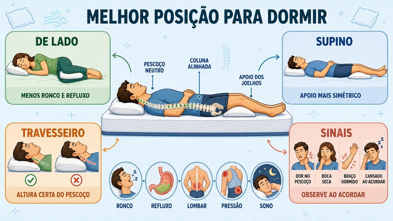 Infográfico resume posições, suporte e sinais que ajudam a proteger a coluna.