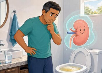 Espuma na urina com frequência nem sempre é só força do jato: às vezes é um sinal precoce de perda de proteína pelos rins