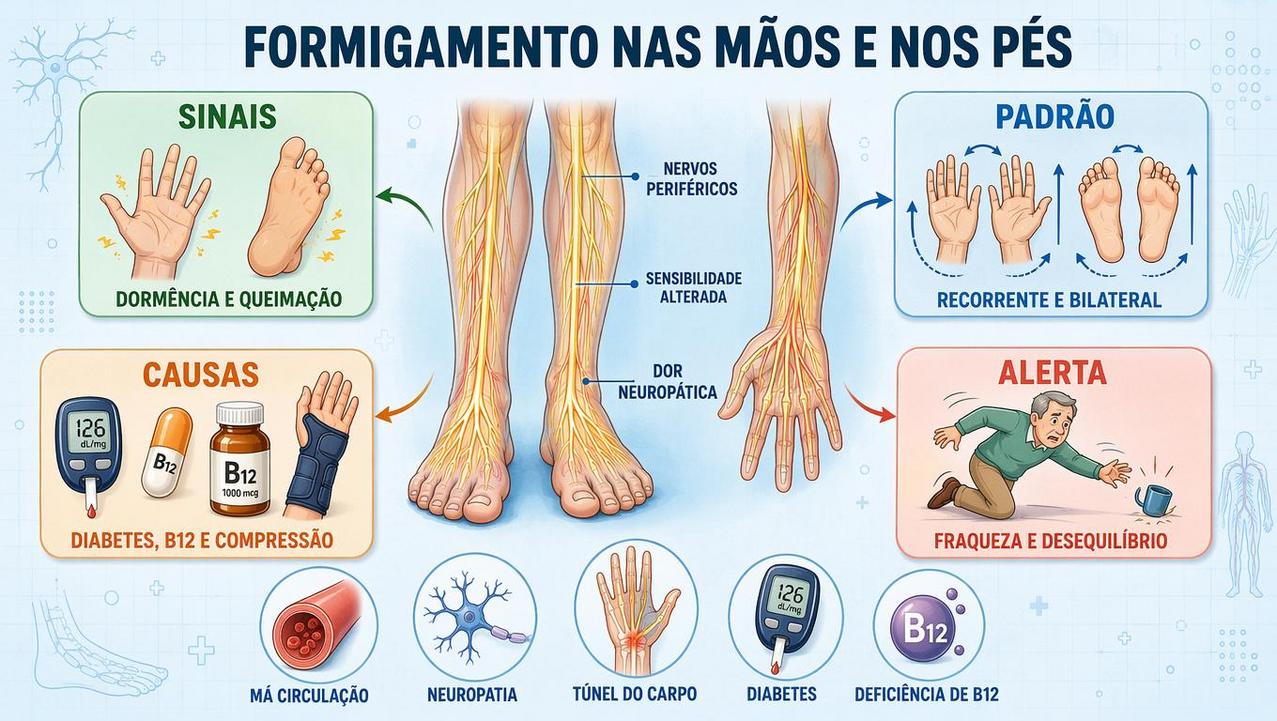 Sinais, padrão, causas e alertas ajudam a reconhecer possível neuropatia precocemente.