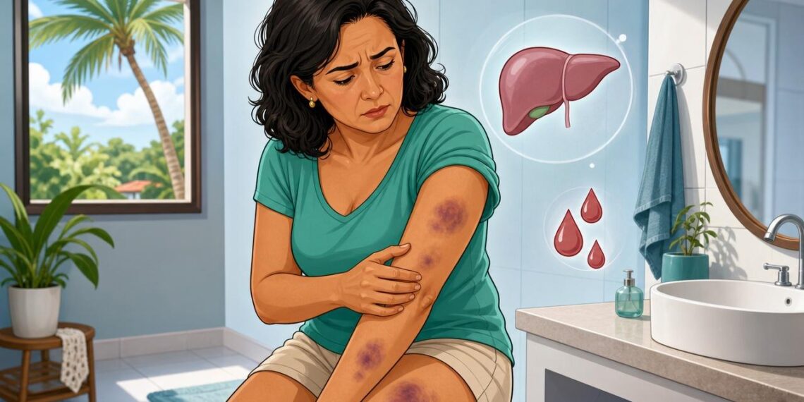 Hematomas frequentes que aparecem sem causa aparente não são só falta de cuidado, podem ser um sinal de alteração na coagulação ou na função do fígado que pede avaliação