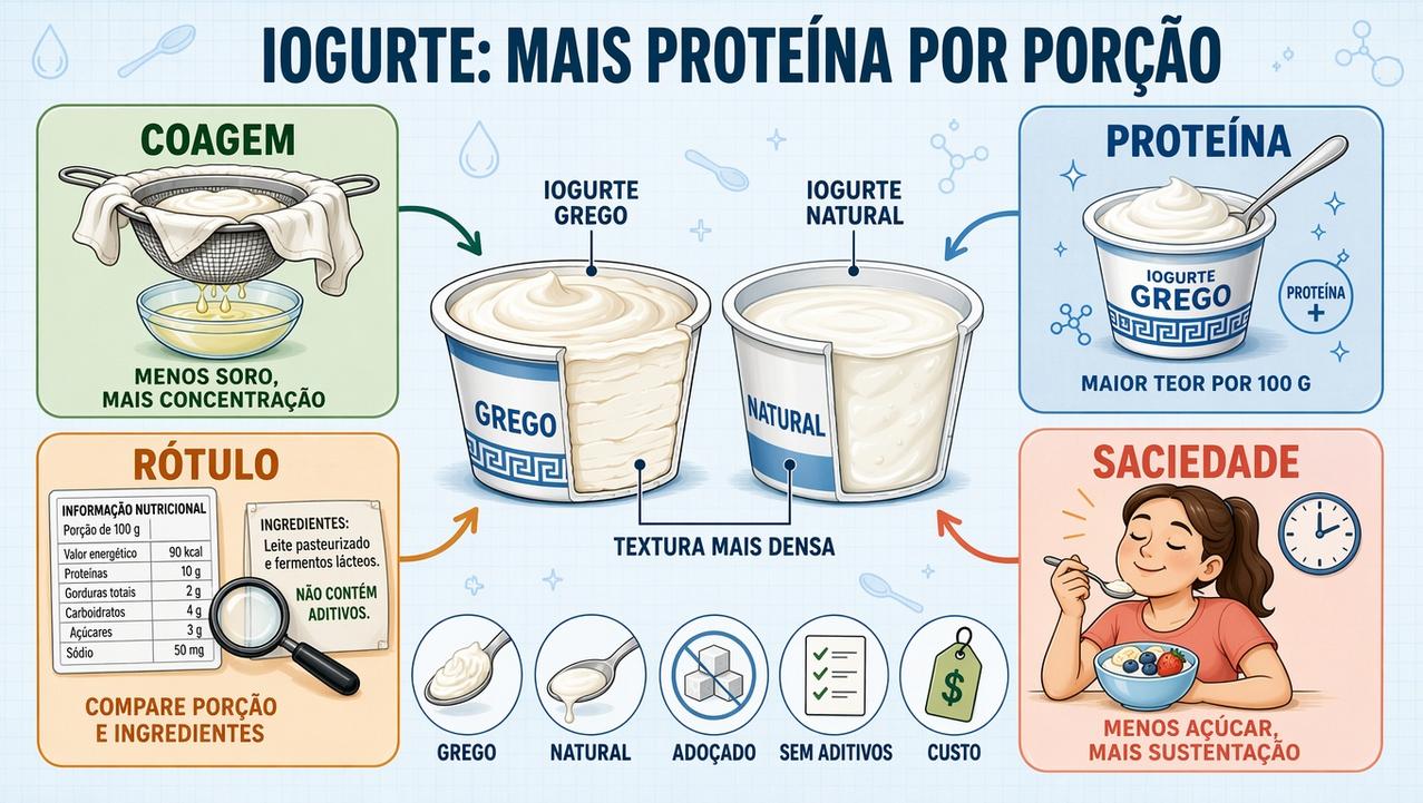 Coagem, proteína, rótulo e saciedade orientam a escolha entre os iogurtes.