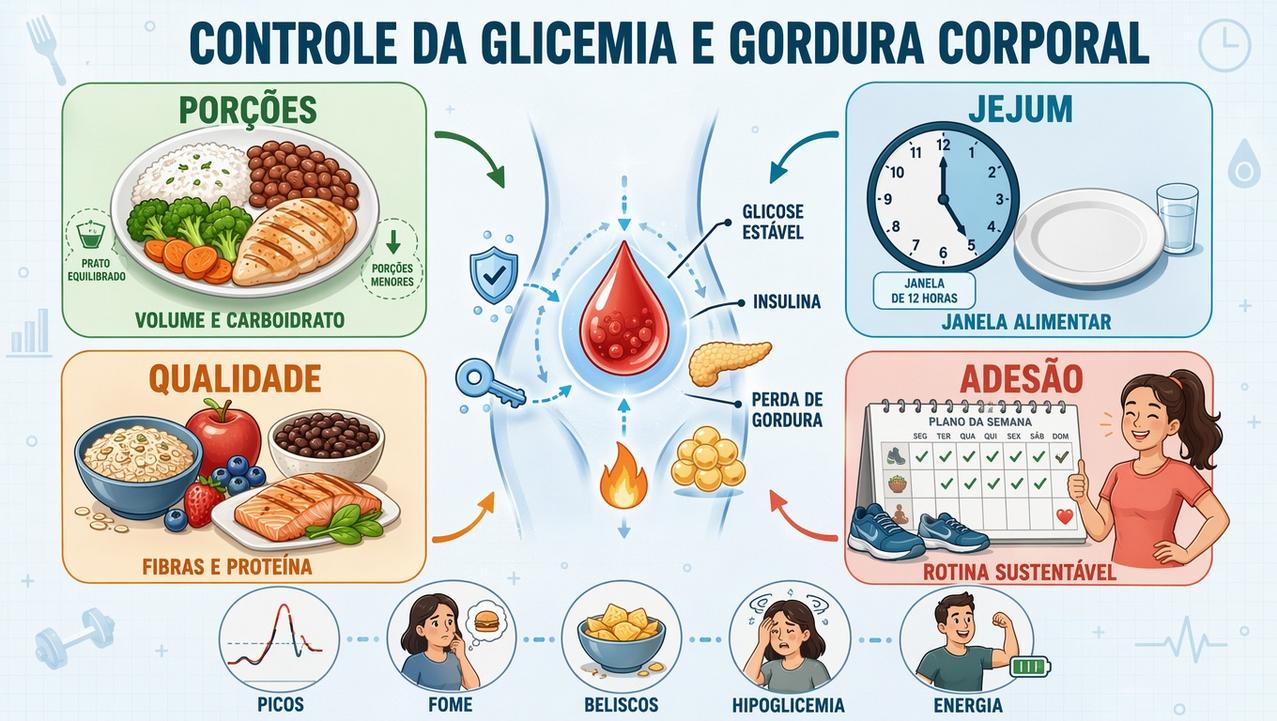 Quatro pilares orientam a escolha entre jejum, porções e rotina alimentar.