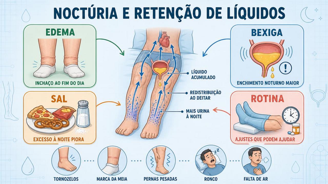 Edema, bexiga, sal e rotina formam os pilares da noctúria.