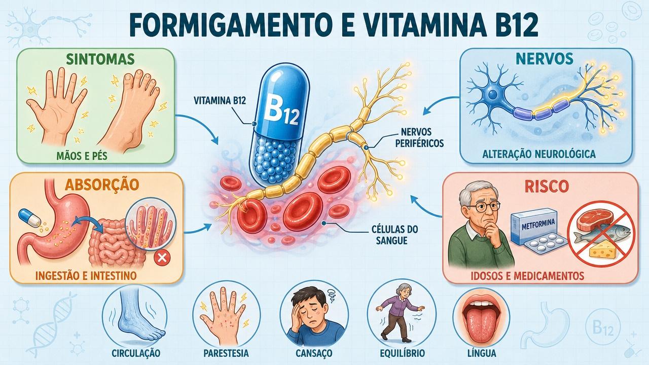Sintomas, nervos, absorção e risco ajudam a entender o formigamento persistente.