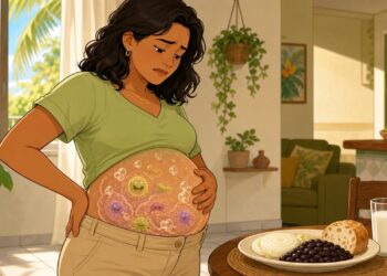 O inchaço abdominal constante desconfortável não se deve apenas à retenção de líquidos, mas sim à fermentação bacteriana causada por disbiose intestinal crônica