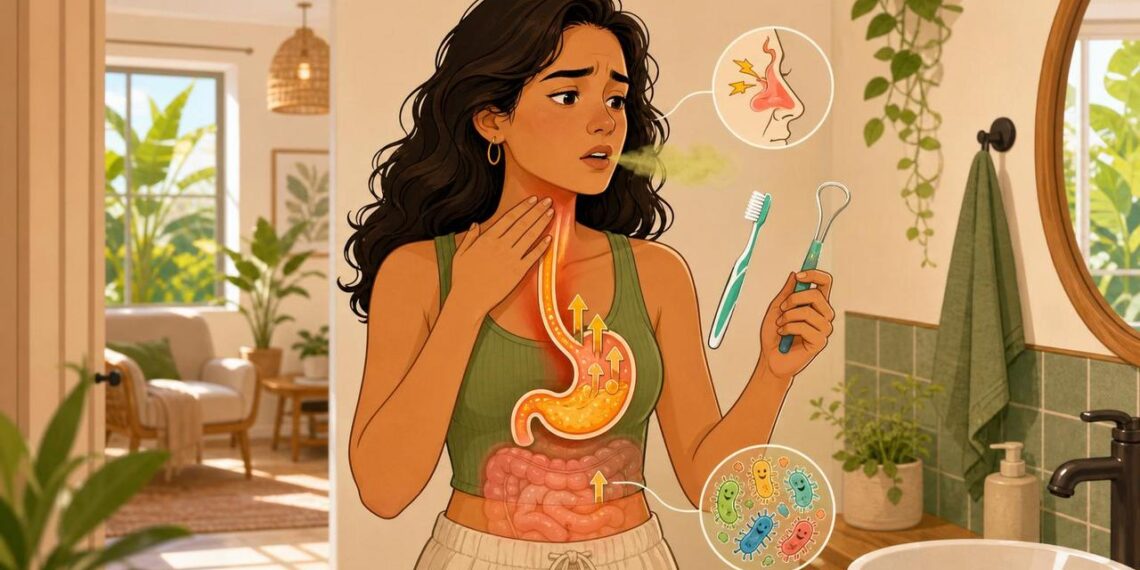 O mau hálito persistente nem sempre vem da boca: pode ser um sinal de refluxo, sinusite ou desequilíbrio nas bactérias do intestino