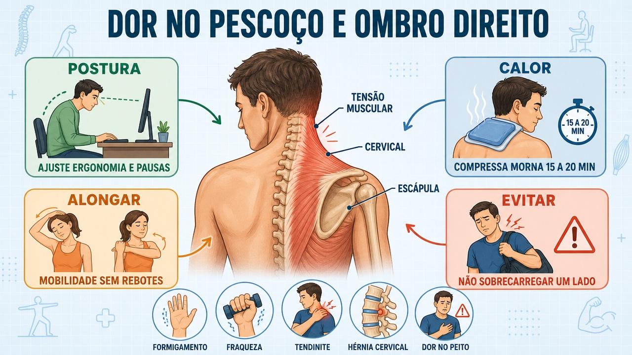 Postura, calor, alongamento e menos sobrecarga ajudam a aliviar a dor.