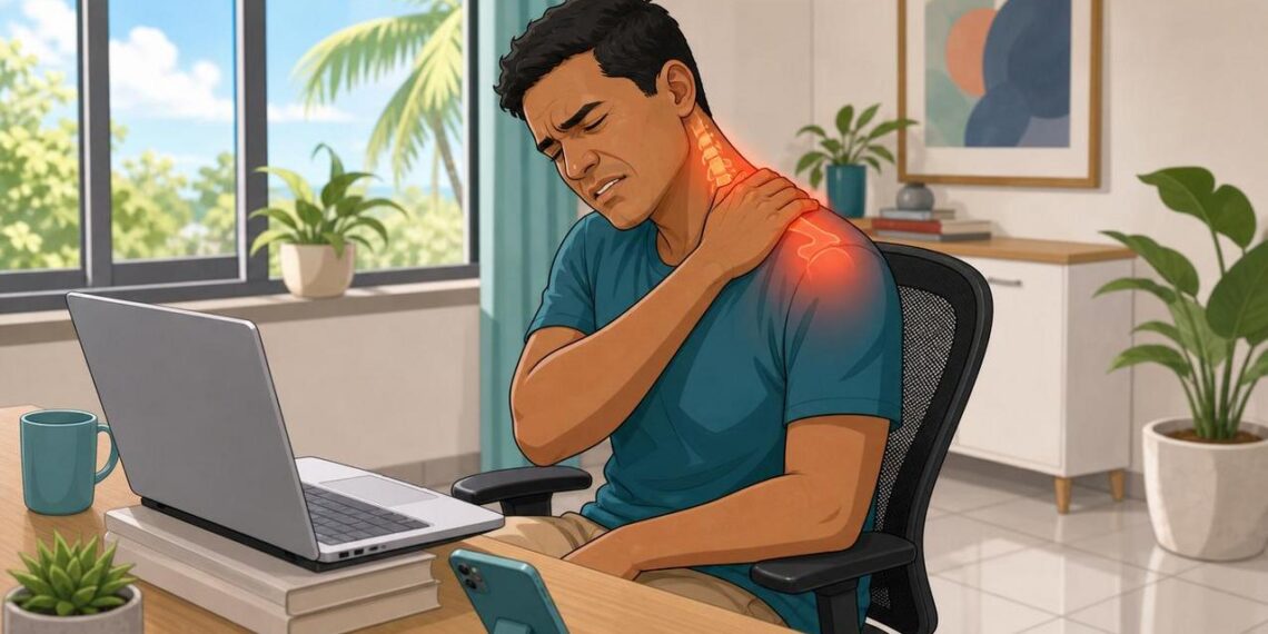 O que provoca dor no pescoço e no ombro direito com frequência