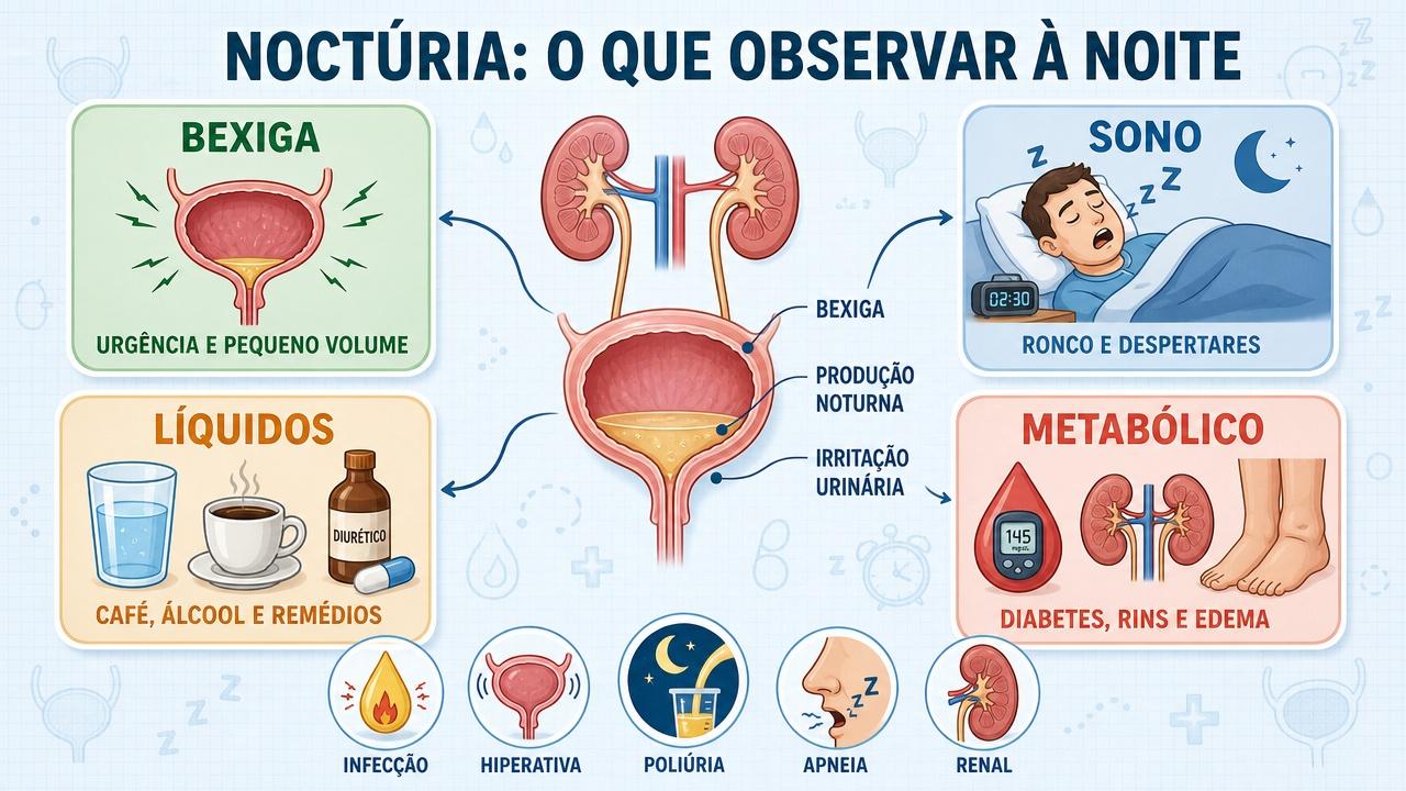 Bexiga, sono, líquidos e doenças associadas explicam as principais causas da noctúria.