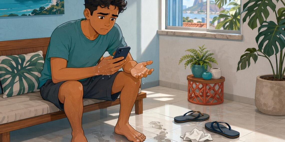 O suor excessivo nas mãos e nos pés nem sempre é nervosismo: pode ser um sinal de hiperidrose ou alteração hormonal