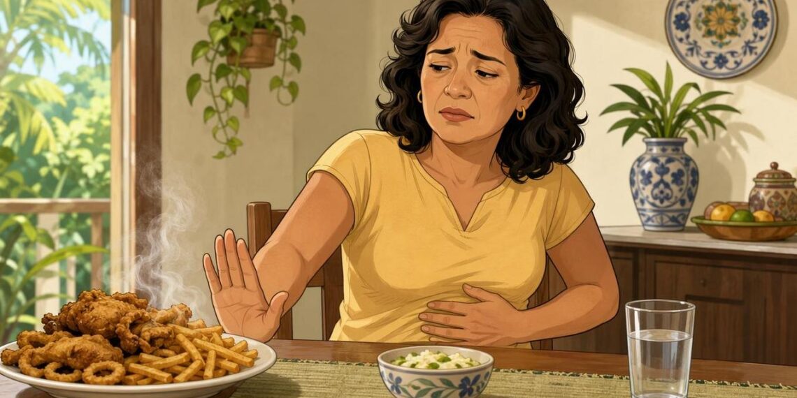 Perder o apetite e enjoar de comida gordurosa nem sempre é só estômago: às vezes é um sinal de sobrecarga na vesícula
