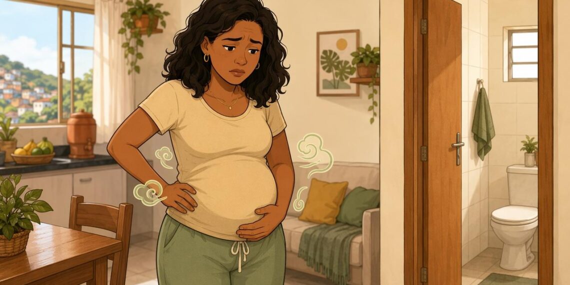Prender muito gás e sentir dor no lado esquerdo da barriga nem sempre é só má digestão: pode estar ligado ao intestino grosso preso