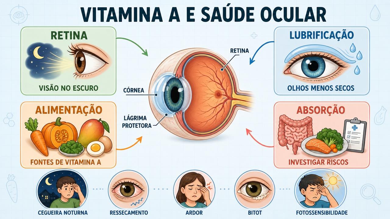 Retina, lubrificação, alimentação e absorção resumem os pilares da vitamina A.