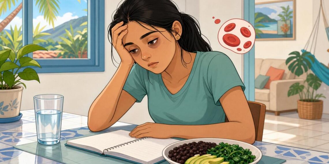 Qual deficiência de vitamina está associada ao cansaço extremo, à palidez e à falta de concentração