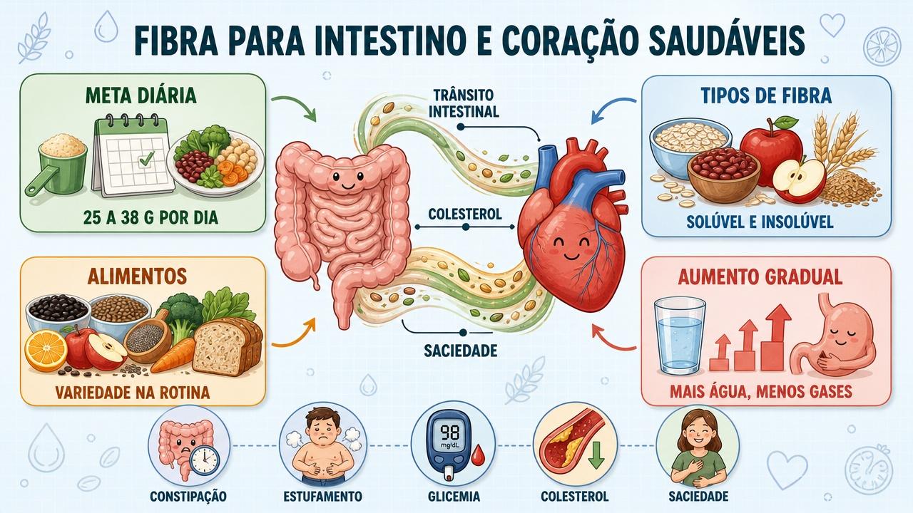 Meta diária, tipos, alimentos e hidratação formam os pilares da fibra.
