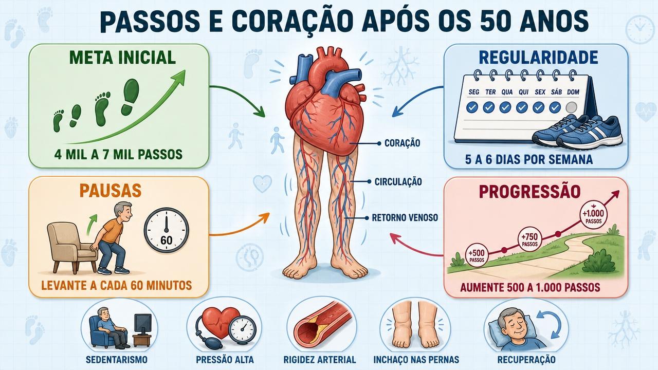 Meta inicial, pausas e progressão segura ajudam a proteger coração e circulação.