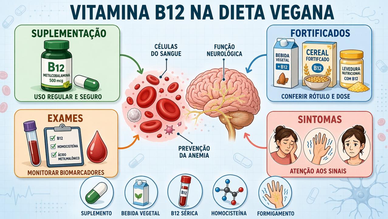 Suplementação, fortificados, exames e sintomas orientam o cuidado com a B12.