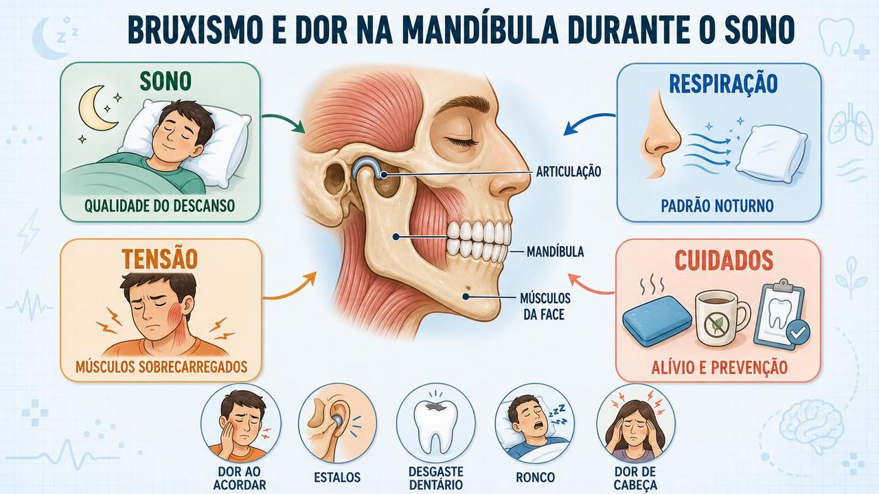 Sono, respiração, tensão muscular e cuidados formam os pilares do bruxismo noturno.