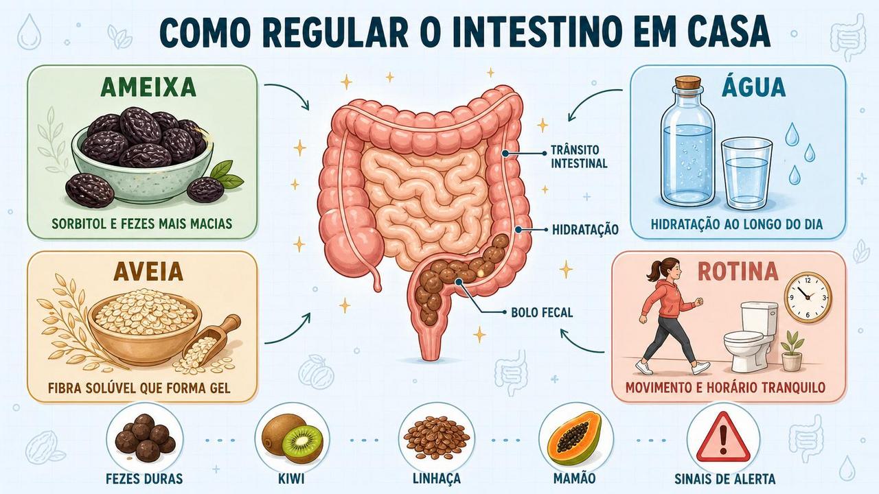 Ameixa, água, aveia e rotina formam quatro pilares contra a prisão de ventre.