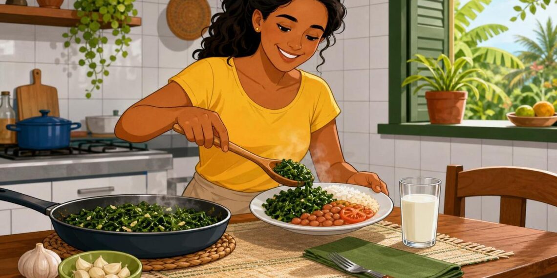 Segundo os nutricionistas, a couve refogada oferece praticamente o mesmo cálcio que um copo de leite