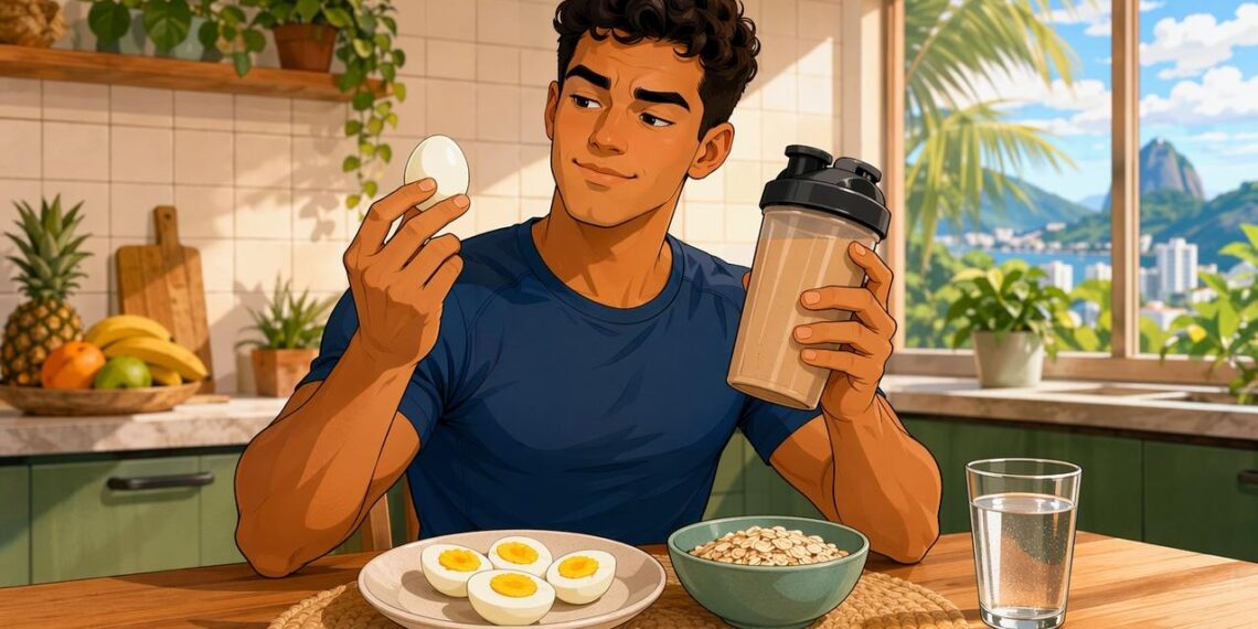 Segundo os nutricionistas, o ovo cozido oferece praticamente a mesma proteína de alto valor que os suplementos em pó